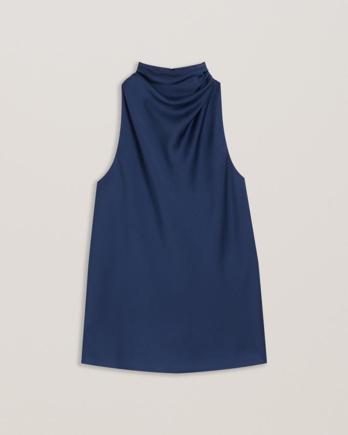 Hauts Ted Baker Draped High Neck Bias Cut Bleu Marine Femme | CPK-92073211